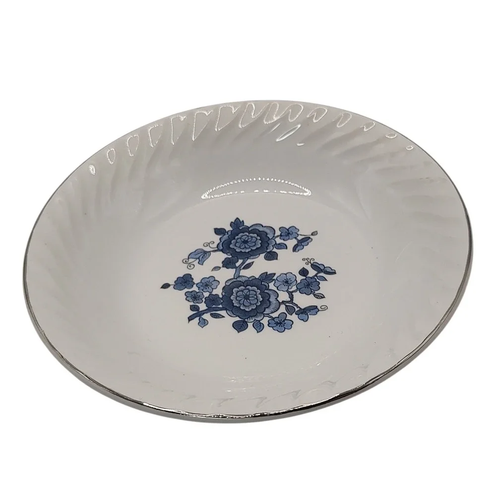 Vintage Enoch Wedgwood‎ Berry Bowl Ironstone Royal Blue Silver Made In England